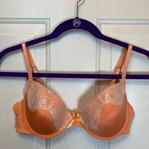 Fredricks of Hollywood Bra Size 34C Orange with Frilly Lace Accent RN#73120
